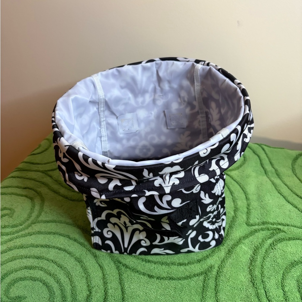 Thirty-One Collapsible Utility Tote Bin Black Parisian Pop Storage Organizer
